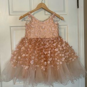 Little Girl’s Tulleen Dahlia Flower Girl Dress Peach